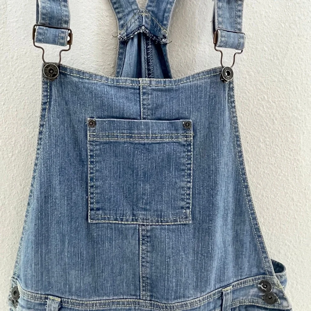 Y2K Denim Shortalls Overalls Jumper Womens S Festival Coquette Jean Casual Boho - Picture 4 of 8